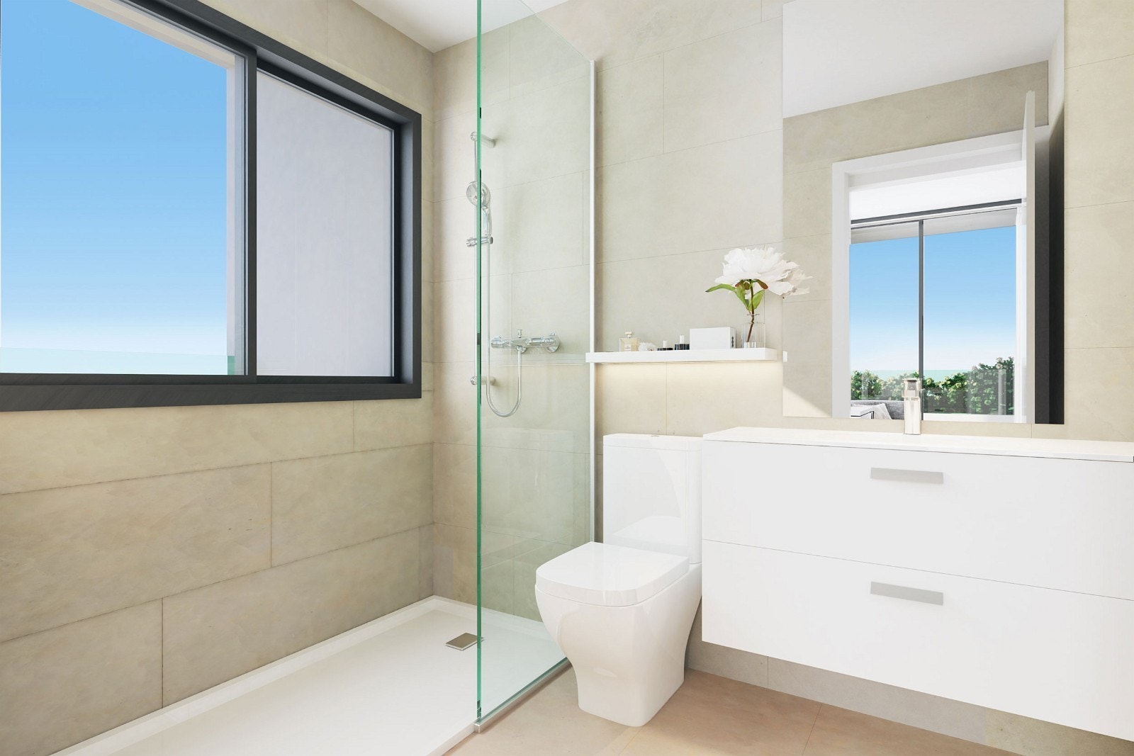 Det er 2 bad + 1 toalett i hvert hus. Galleribilde