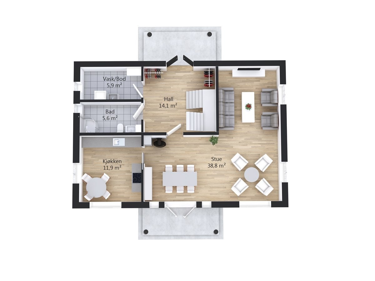 Plantegning 1. etasje Galleribilde