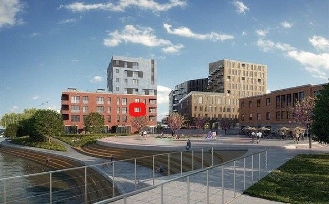 Leiligheten ligger i 3. etg (markert med rødt). Utsikt utover Kulturplassen. Galleribilde