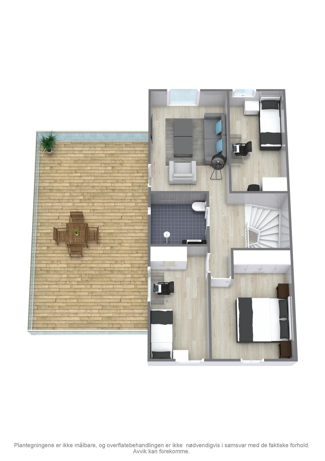 3D plantegning over 2. etasje Galleribilde