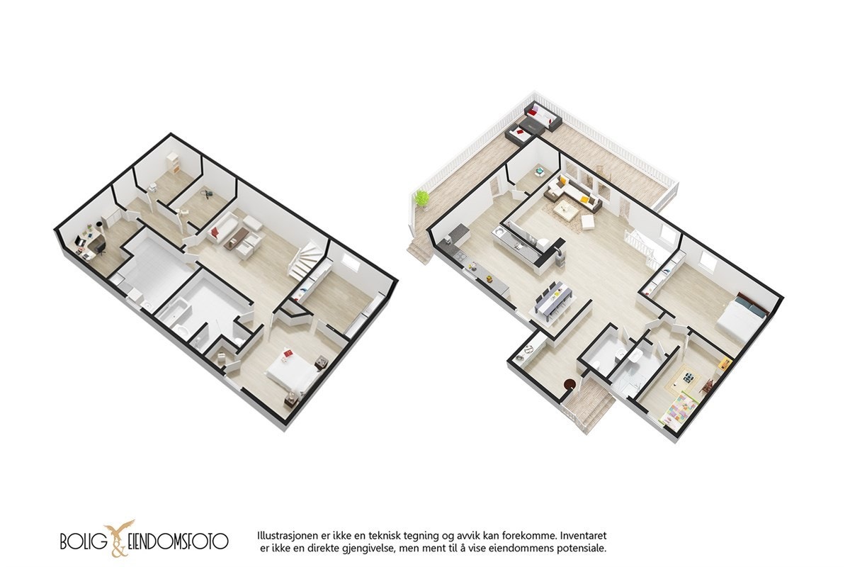 Plantegning begge etasjer. Galleribilde