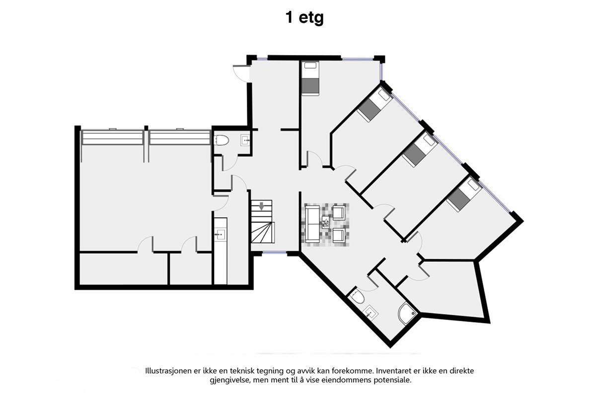 Plantegning 1.etg Galleribilde