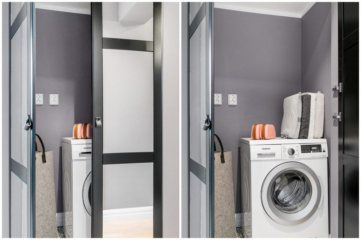 Vaskerom med membran og sluk er montert i entreen. Plass til til tørketrommel. Galleribilde