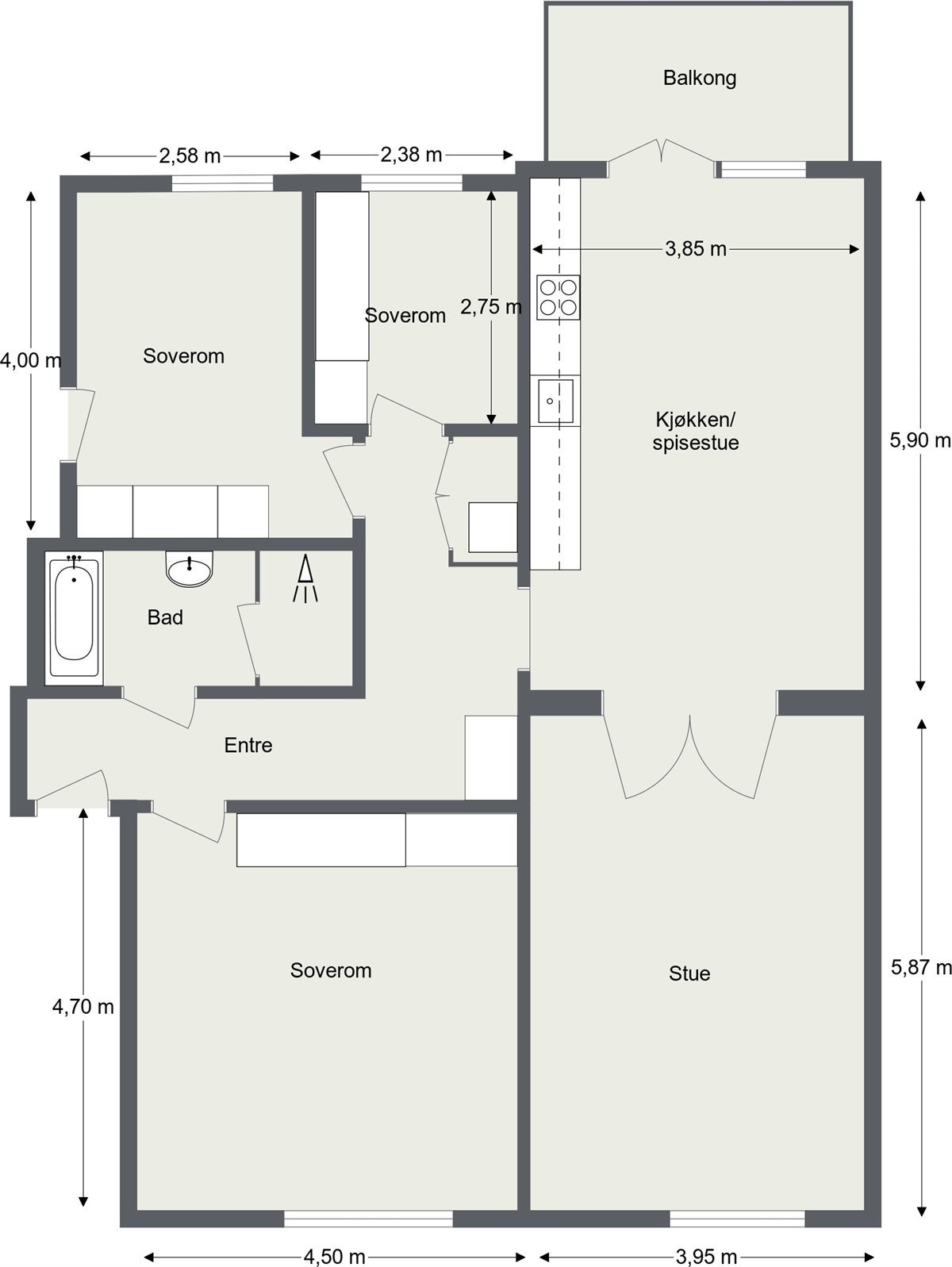 Leiligheten har en meget god planløsning. Galleribilde