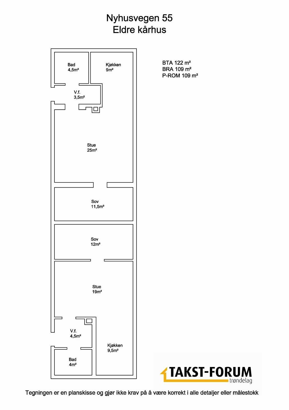 Planskisse eldre 2-mannsbolig Galleribilde