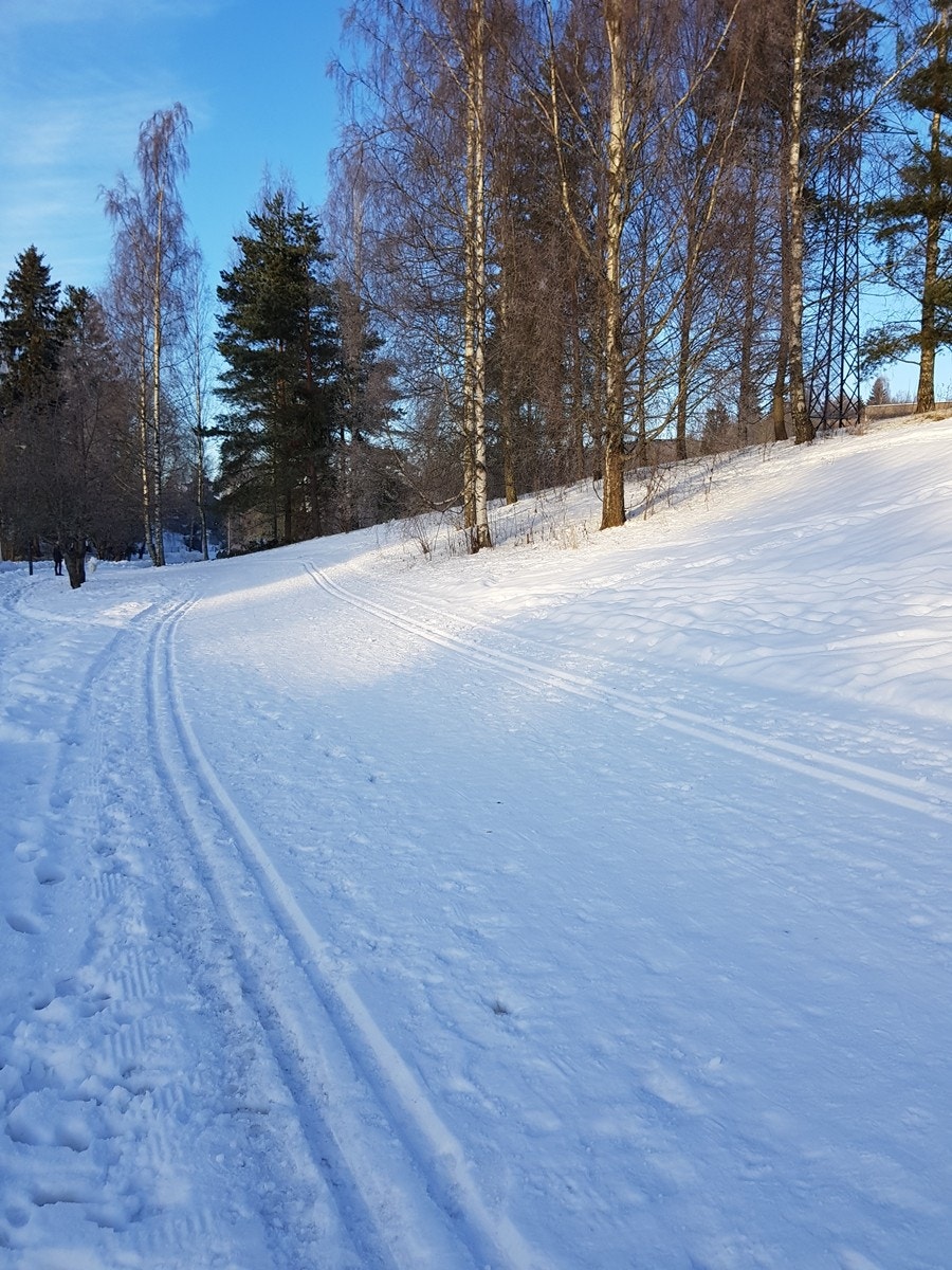 Her kan du spenne på deg skiene rett utenfor boligen Galleribilde