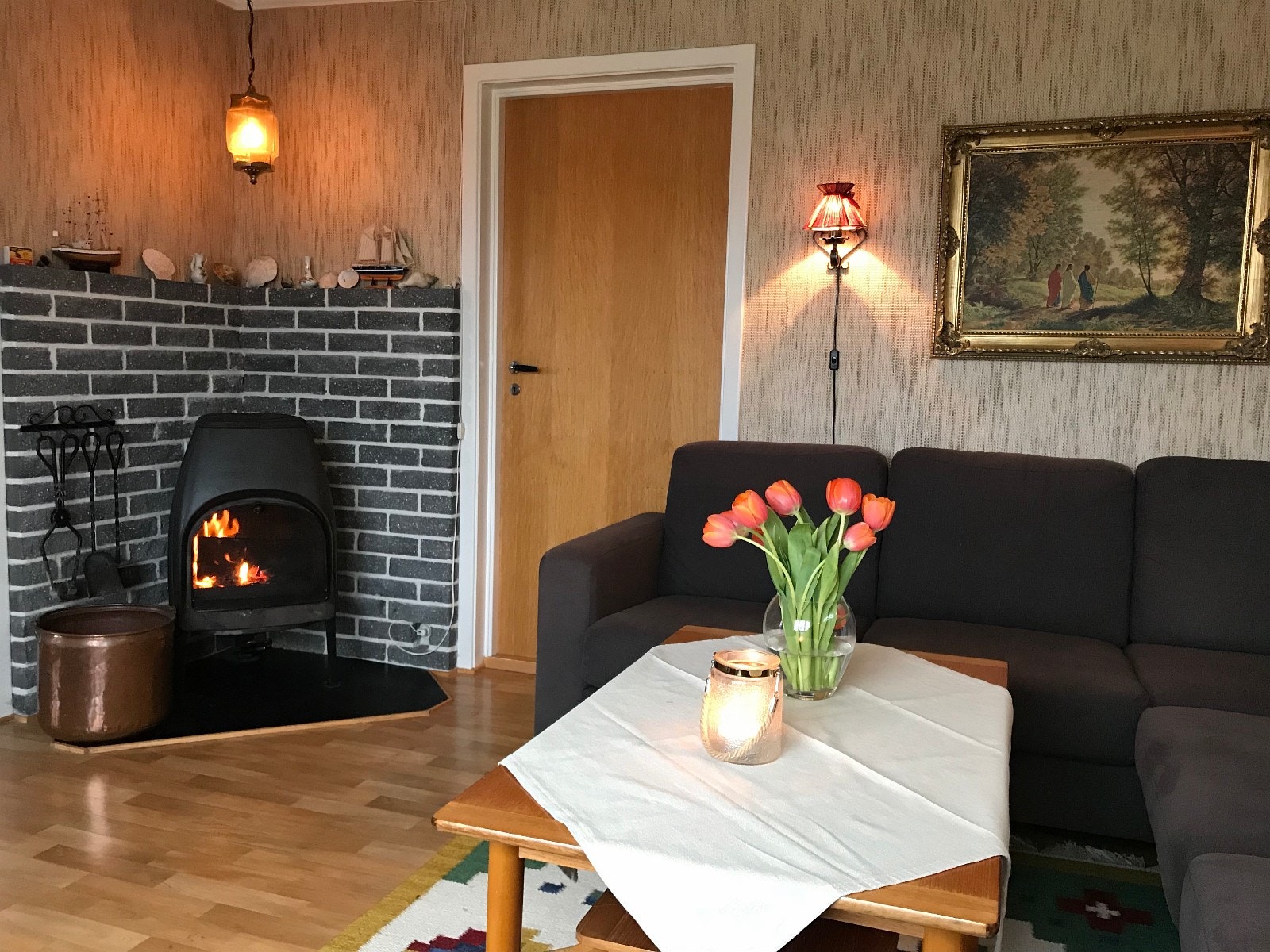 Stue med peis Galleribilde