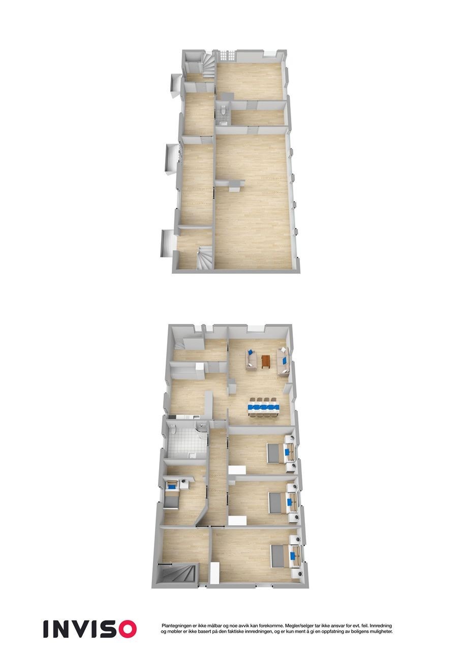 3D plantegning begge etasjer. Galleribilde