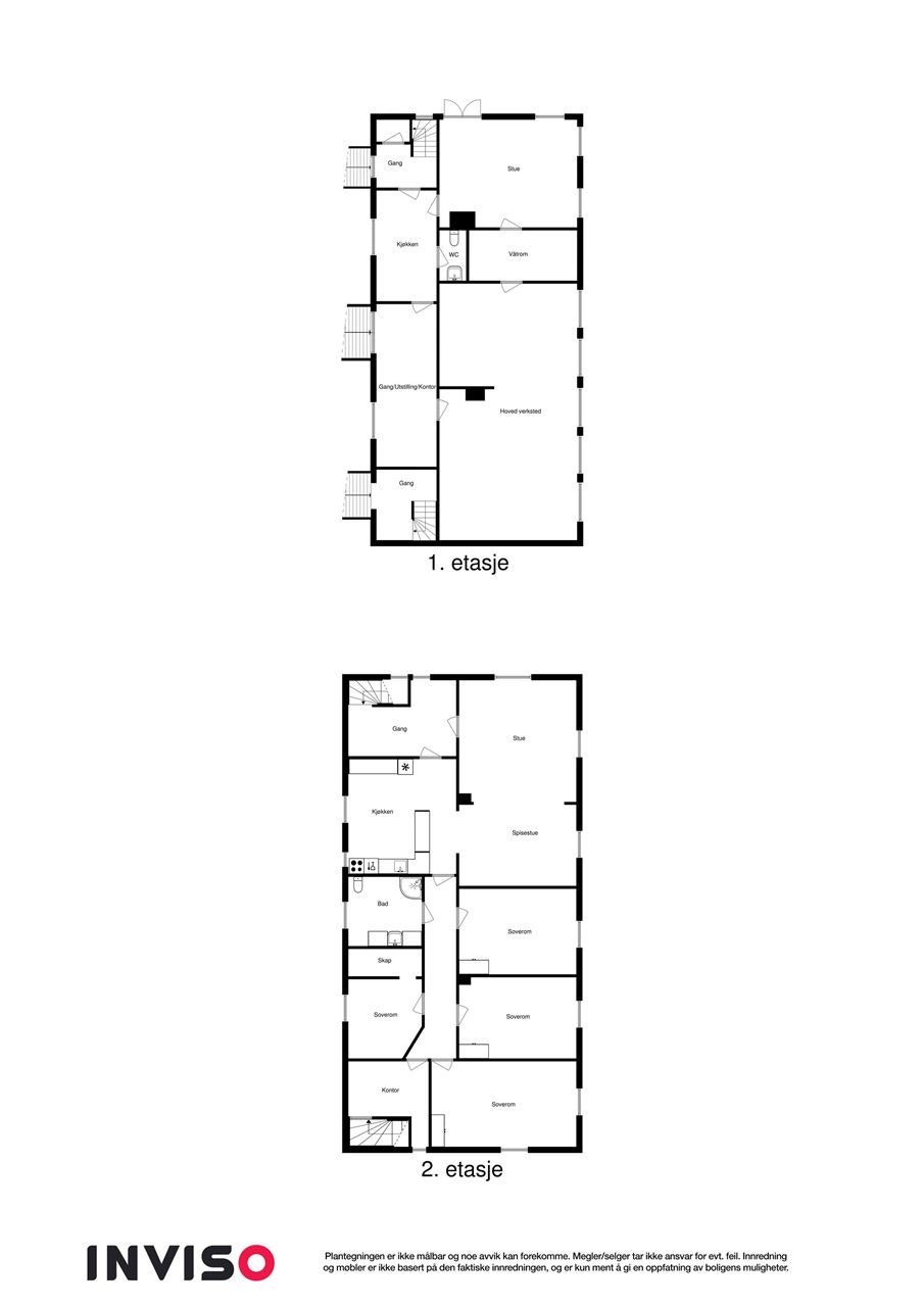 2D plantegning begge etasjer. Galleribilde
