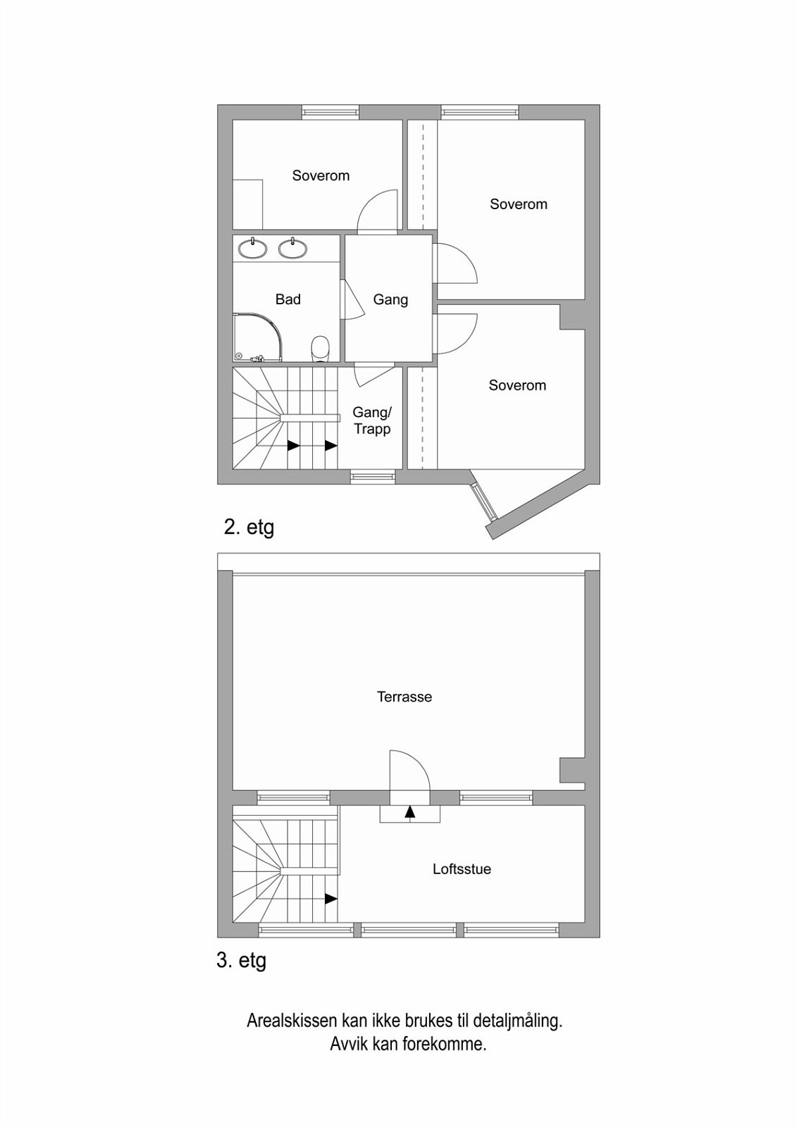 Plantegning 2. etasje og loftsetasje Galleribilde