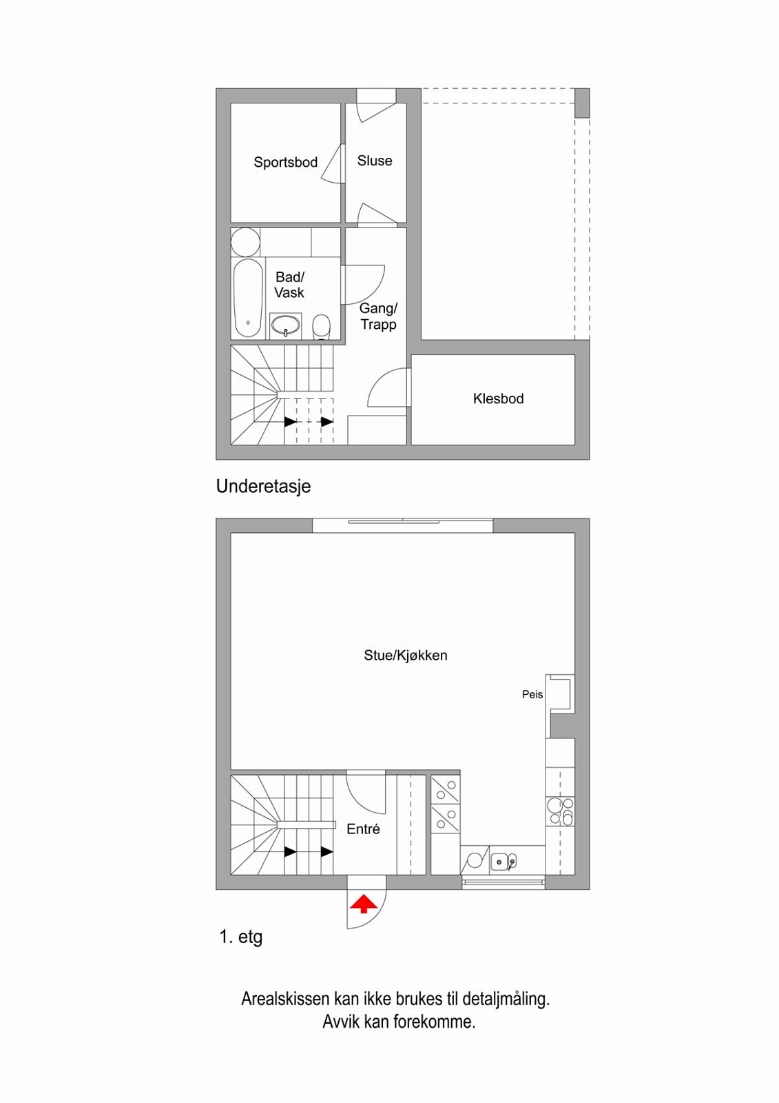 Plantegning underetasje og 1. etasje Galleribilde
