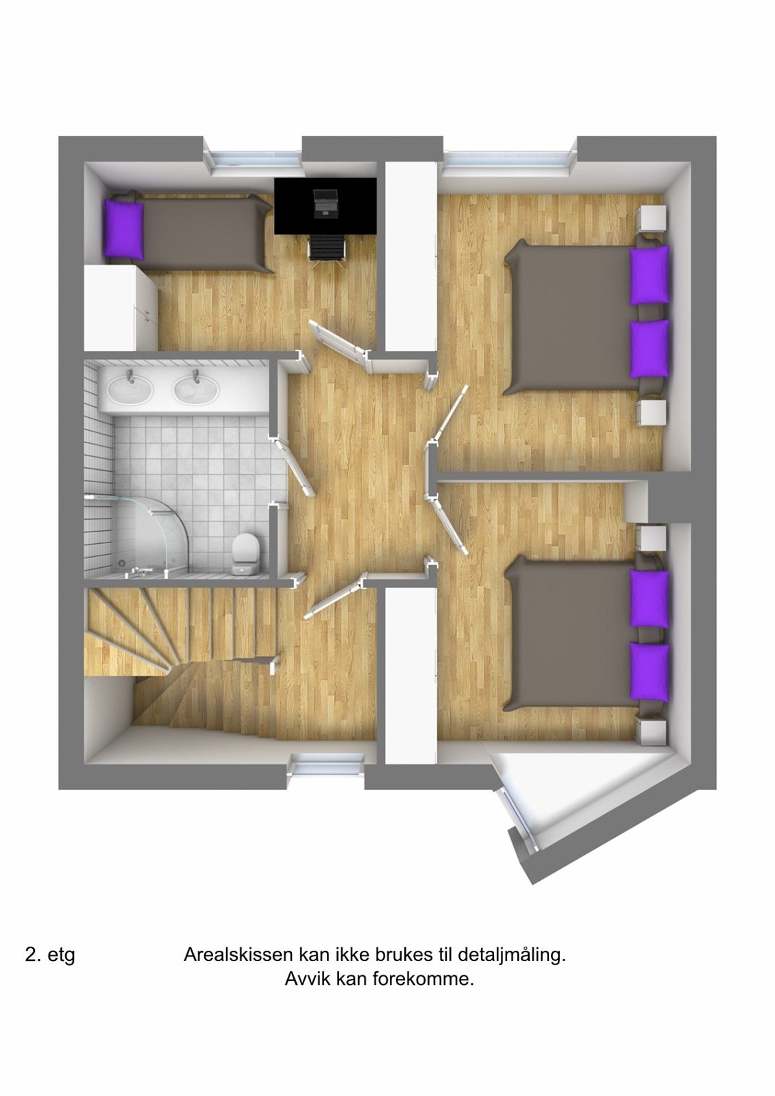 Plantegning 2. etasje 3D Galleribilde
