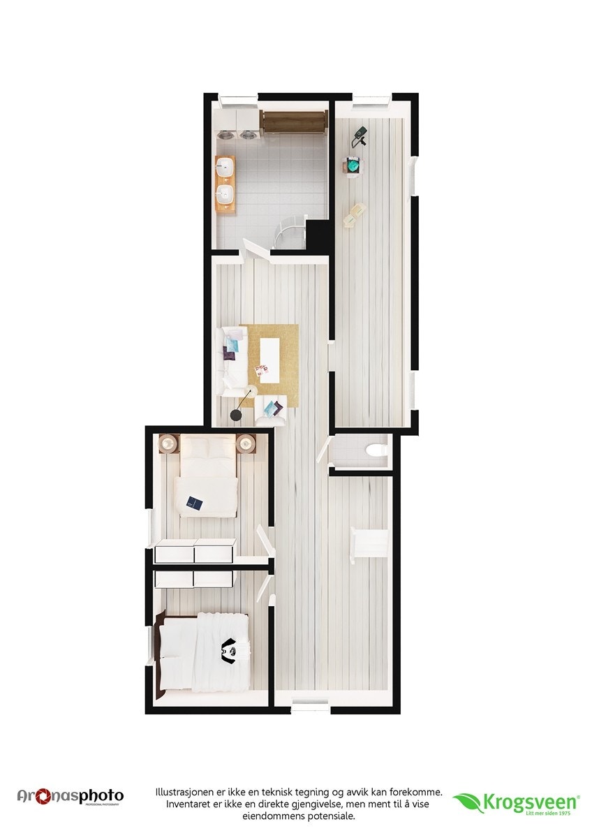 3D-plantegning underetasje Galleribilde