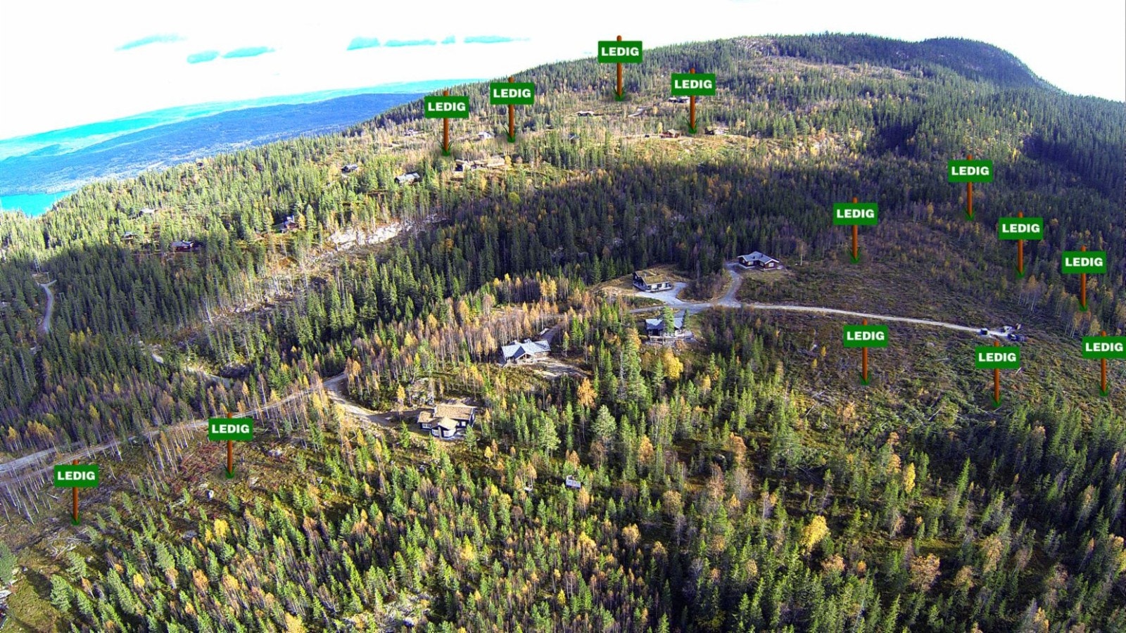 Tomteområde Blåbærhaugen på øvre del og Kolledalen på nedre del. Galleribilde
