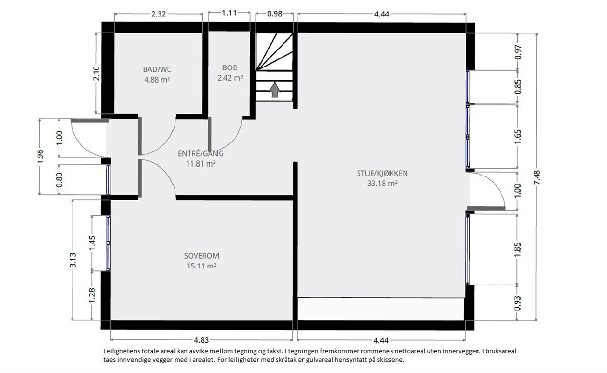 Plantegning, 1. etasje. Galleribilde