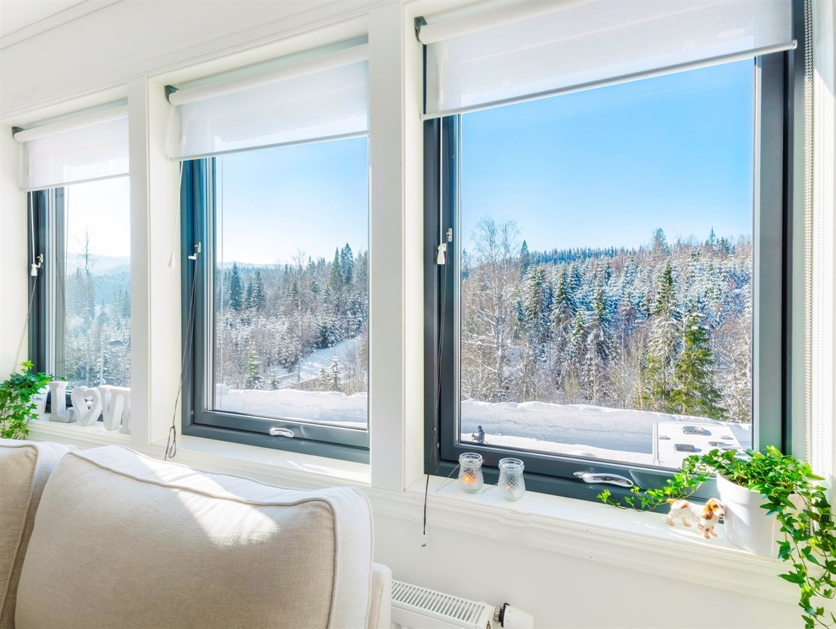 Fra loftsstuen er det flott utsikt ut mot marka. Galleribilde