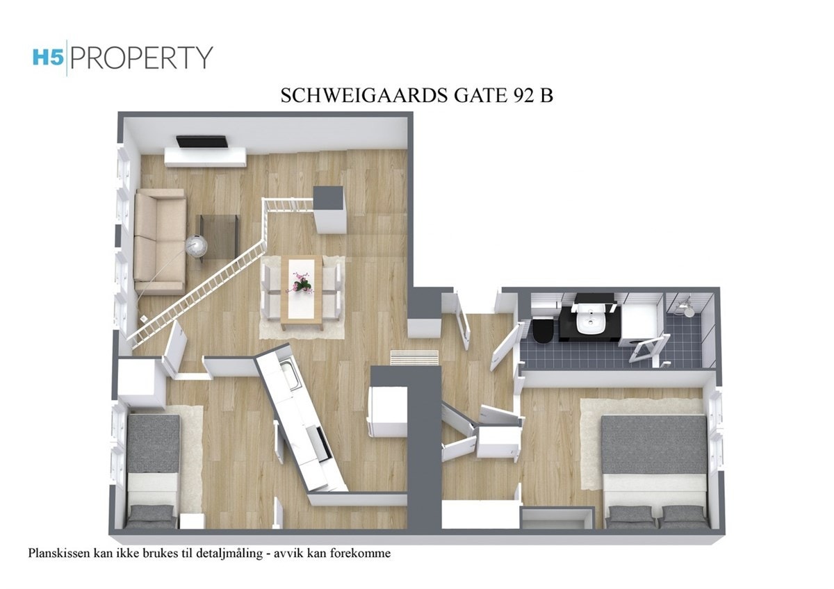 Floorplan letterhead - SCHWEIGAARDS GATE 92 B - 1. Etasje - 3D Floor Plan Galleribilde