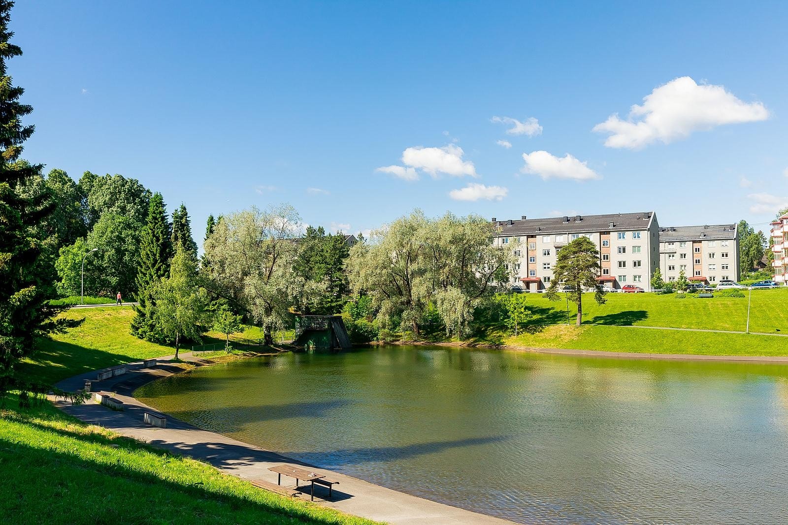 Herlige badedammen på Årvoll sommerstid. Galleribilde