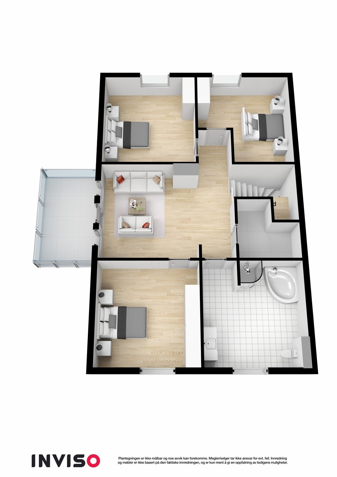 3D plantegning 1. etg Galleribilde