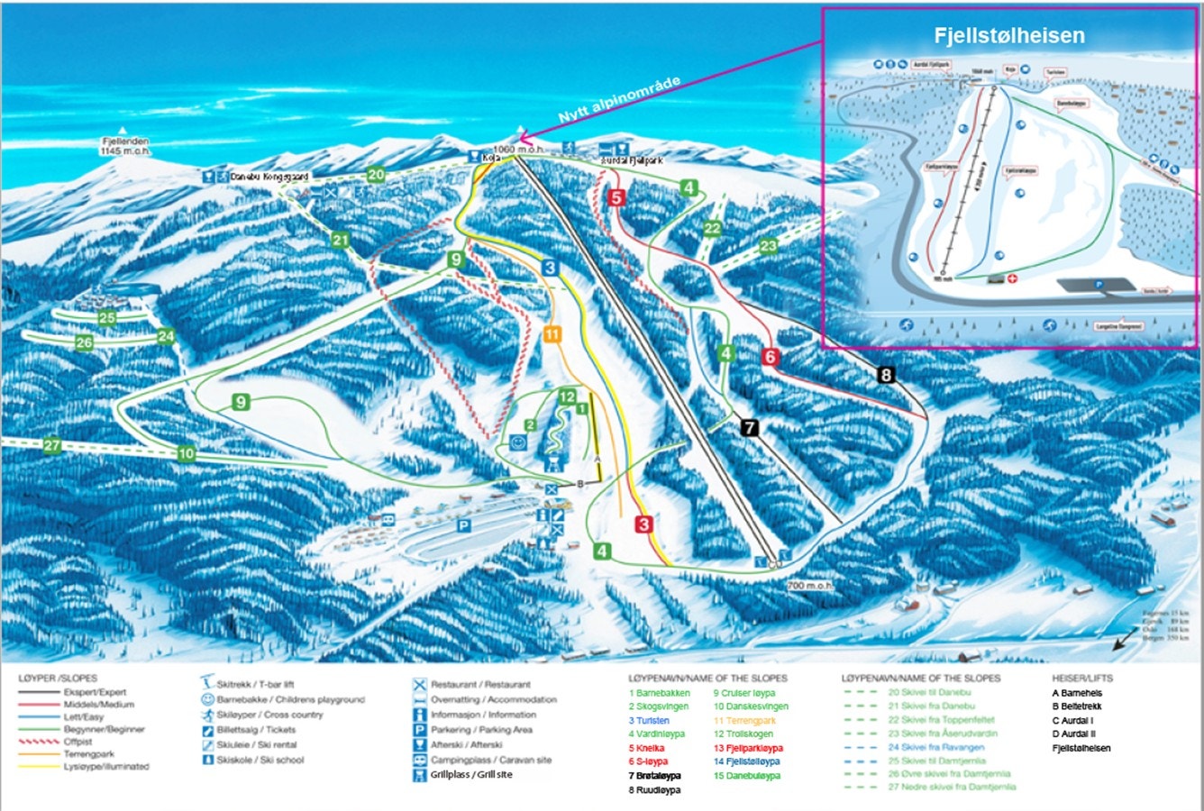 Valdres Alpinsenter - løypekart Galleribilde