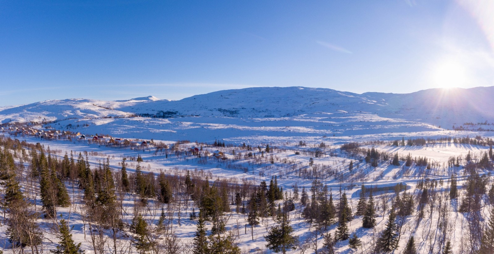 Utsikt mot sør-vest mot sentrumsområdet og Lille Skorovatn Galleribilde