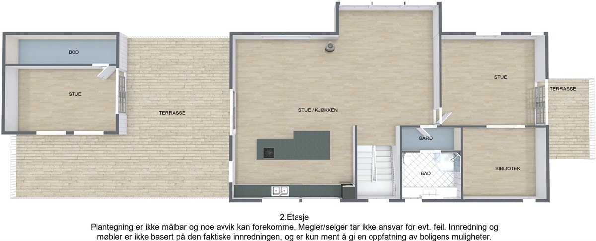 Plantegning 3D - 2. etg. Galleribilde