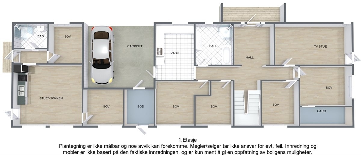 Plantegning 3D - 1. etg. Galleribilde