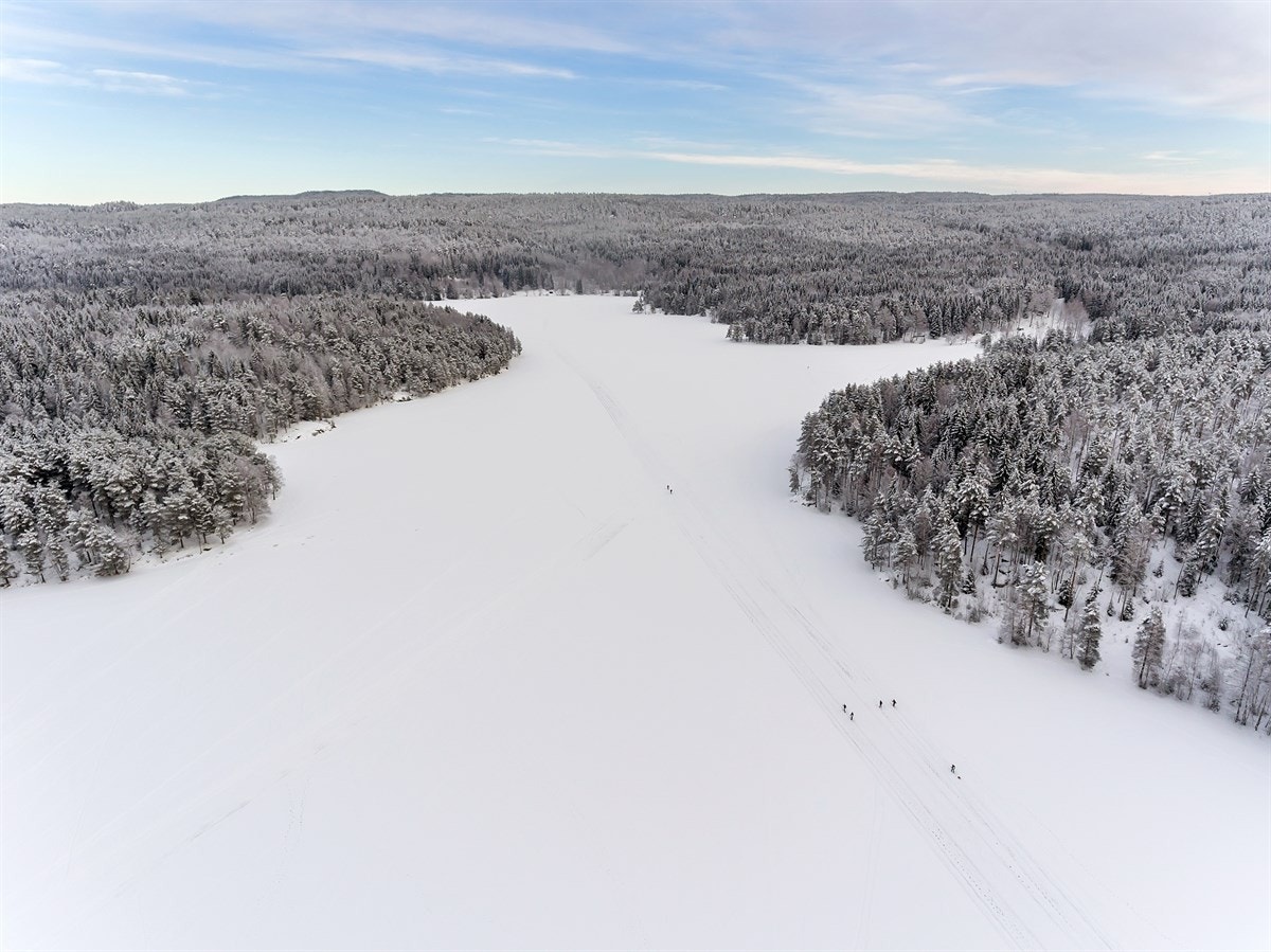 Nøklevann med flotte skiløyper vinterstid. Galleribilde