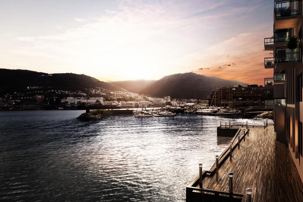 På Holmen bor du like i sjøkanten og kun en kort spasertur til sentrumskjernen Galleribilde