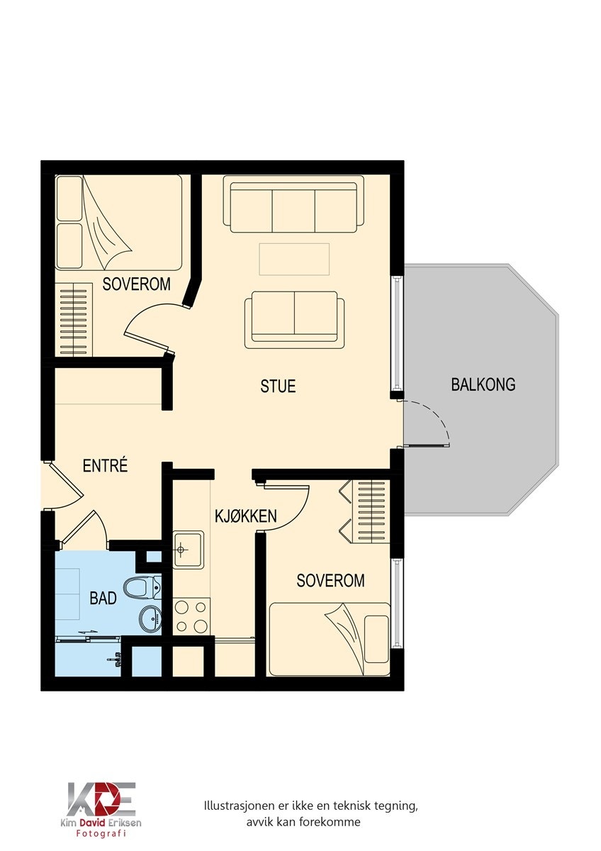 Møblert planskisse Galleribilde