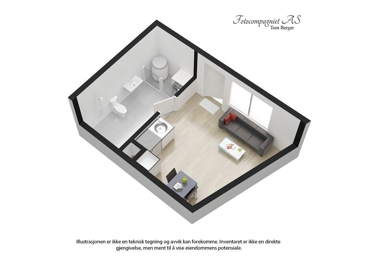 Planløsning hybel med egen inngang Galleribilde