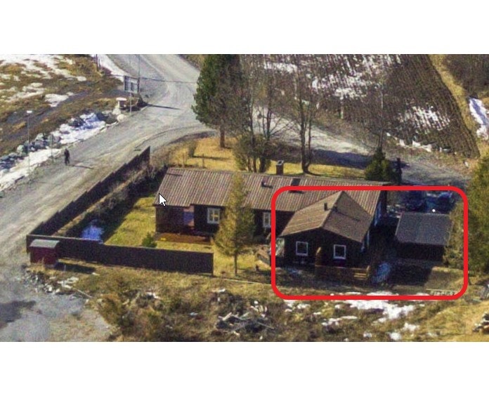 Oversiktbildet av utleiedel. Den ligger på bakkeplan og skjermet fra hoveddelen. Galleribilde