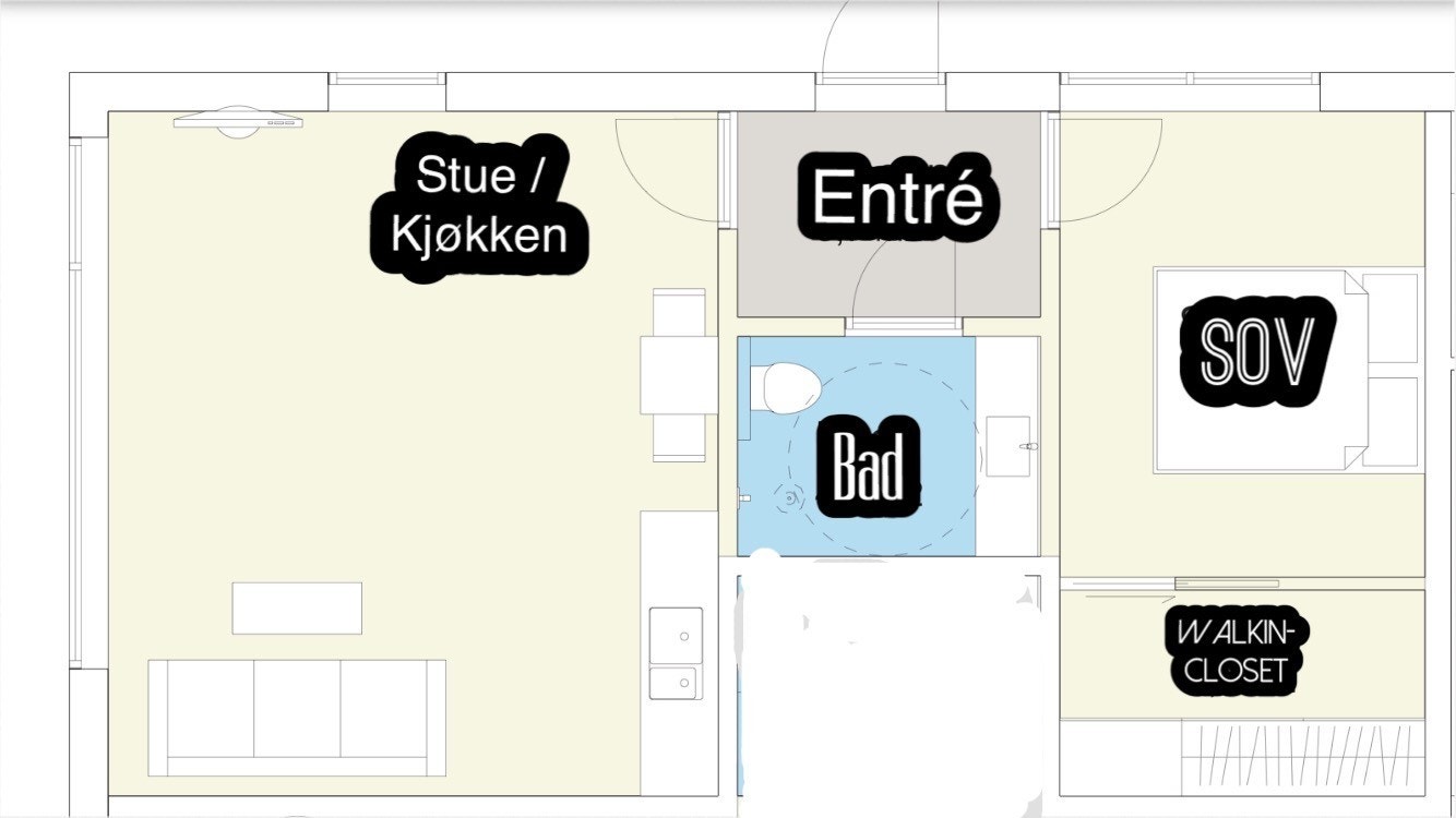 Plantegning / skisse over rom-inndeling. Inntegnede enheter avviker noe. Galleribilde