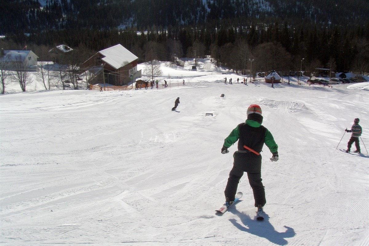 Slalom, telemark og skileik i Bakkhus. Galleribilde