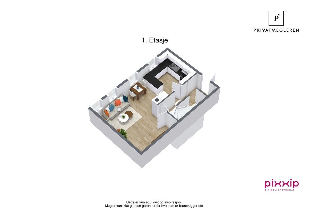 Romløsningen i hovedetasjen. Galleribilde