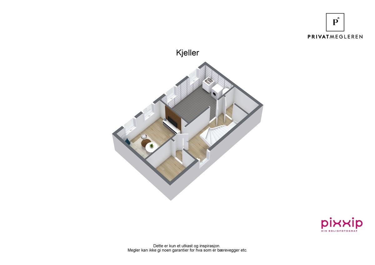 Romløsningen i kjelleren (stort vaskerom og diverse bodløsninger). Galleribilde