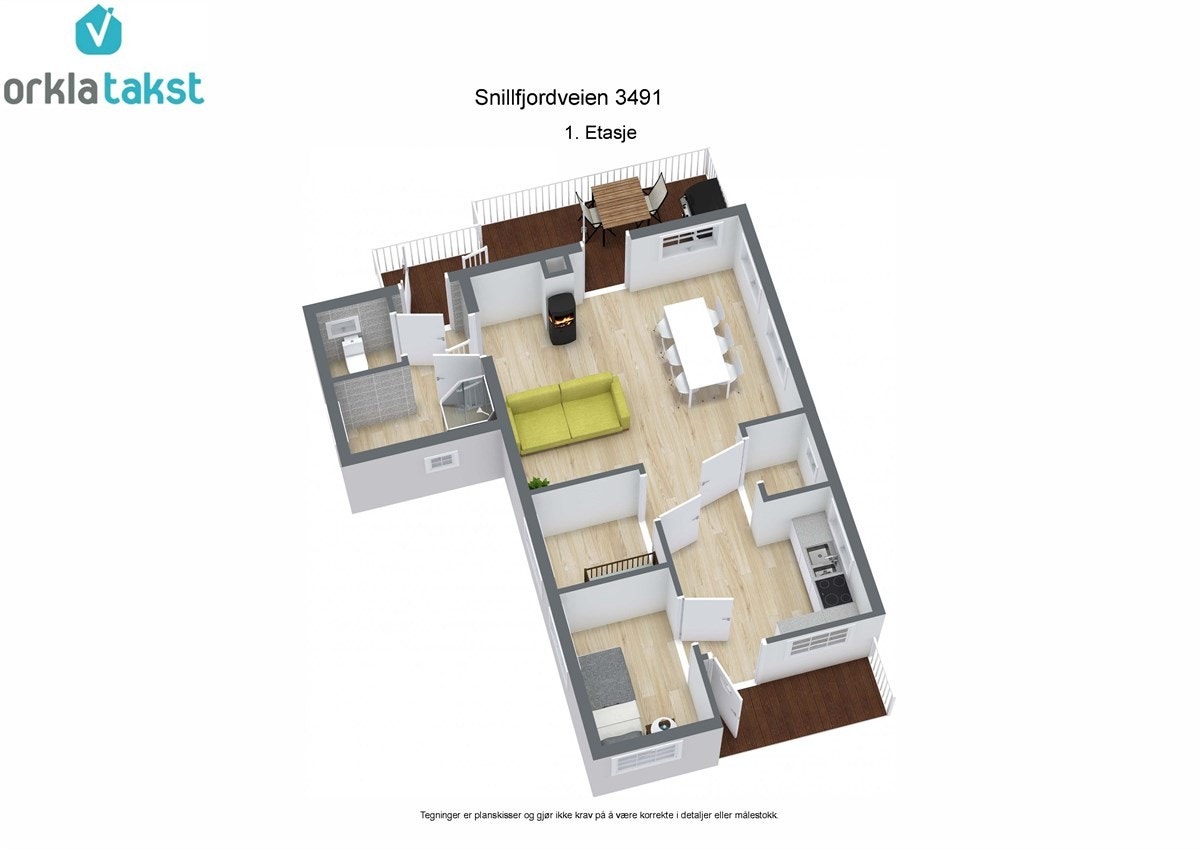 Plantegning hytte 3D Galleribilde
