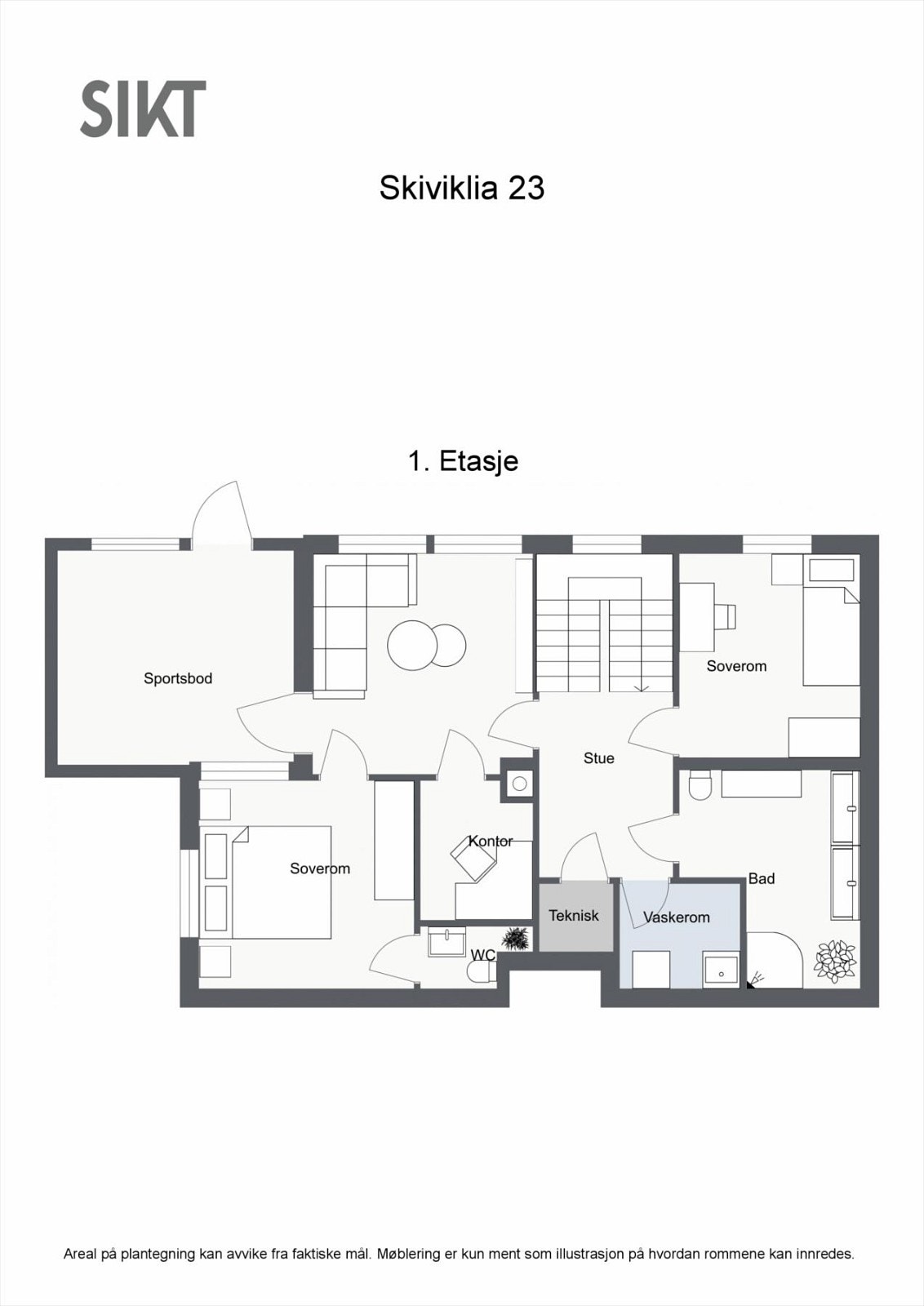 Skiviklia 23 - 1. Etasje - 2D Floor Plan Galleribilde