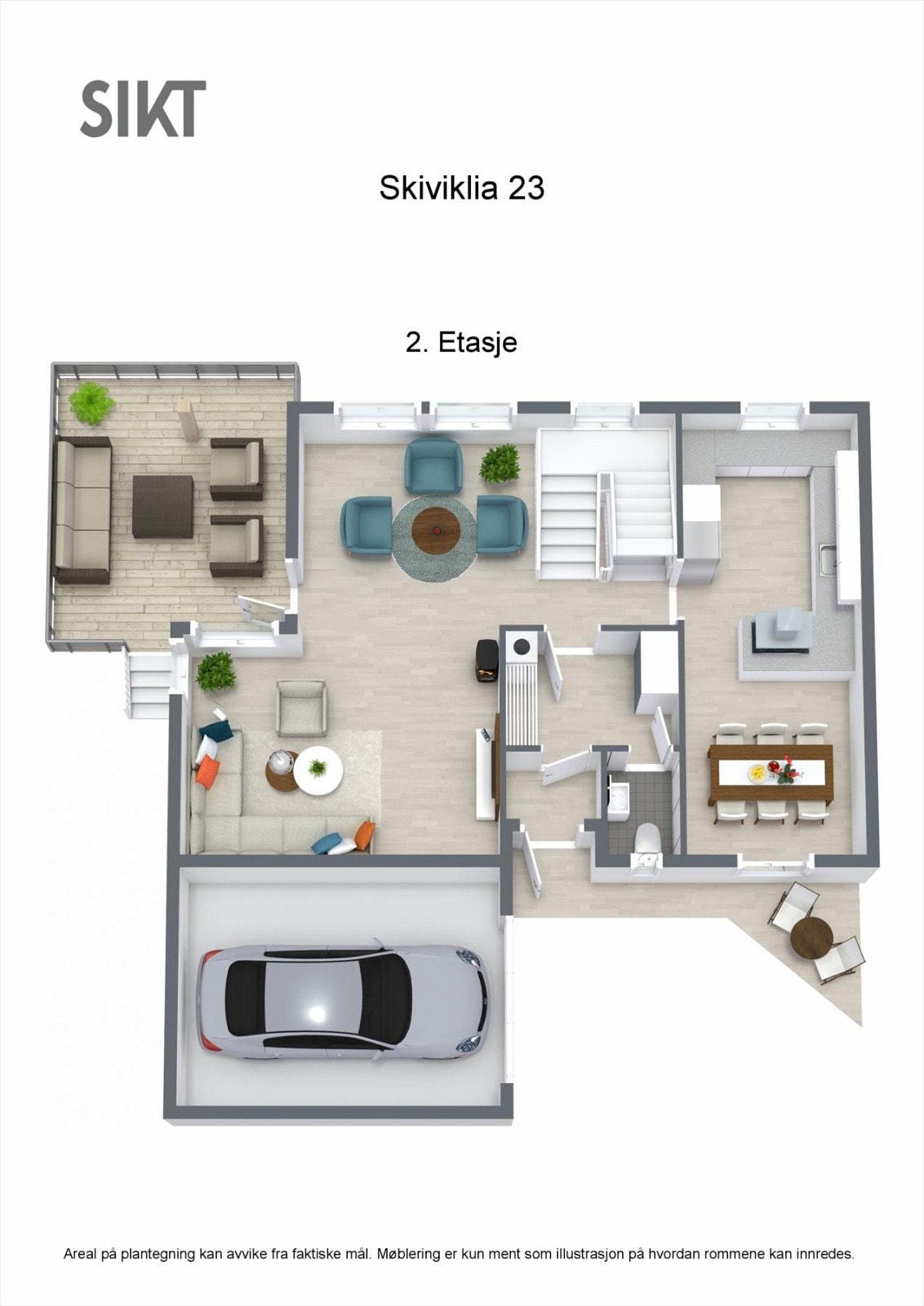 Skiviklia 23 - 2. Etasje - 3D Floor Plan Galleribilde