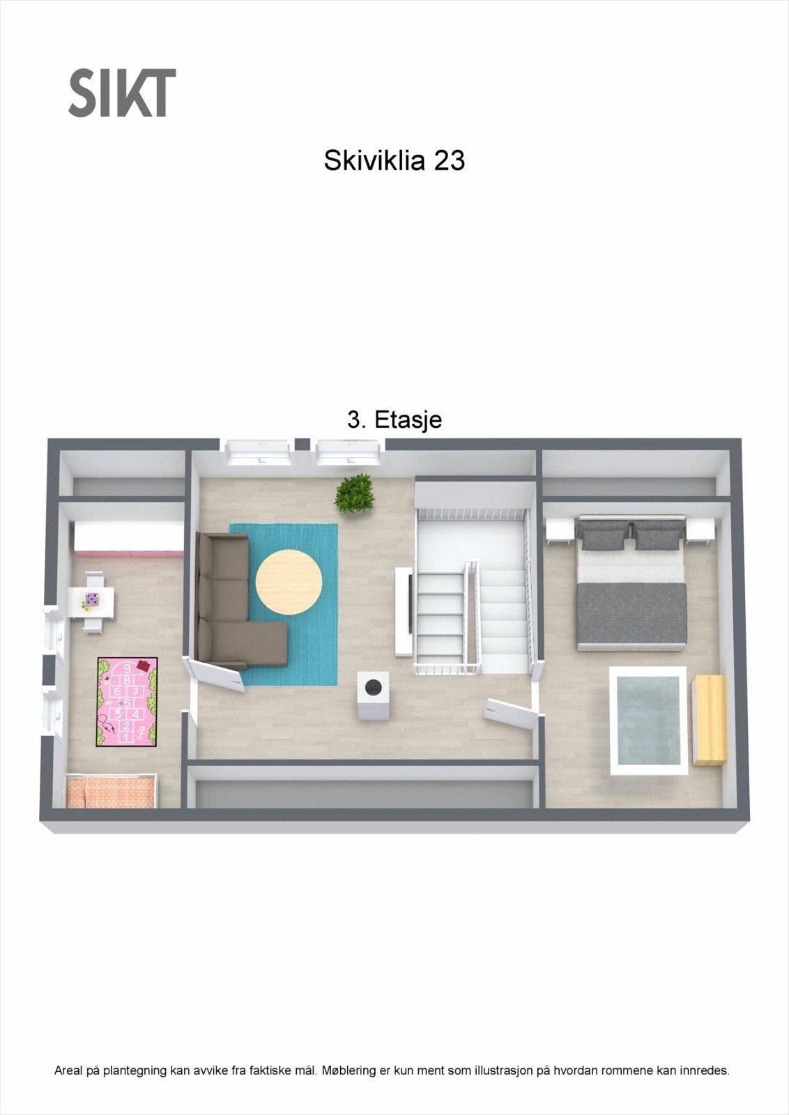 Skiviklia 23 - 3. Etasje - 3D Floor Plan Galleribilde