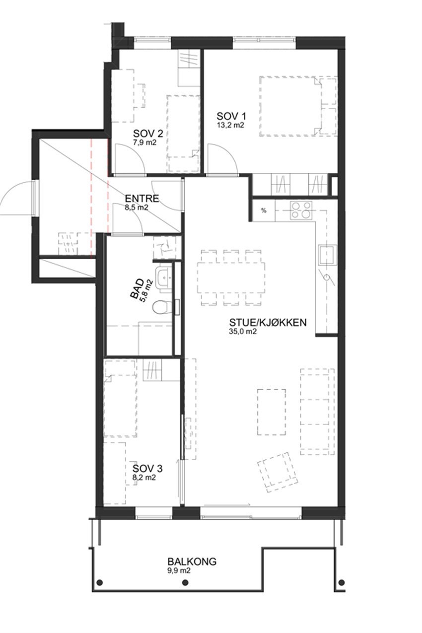 Leiligheten er gjennomgående med en god planløsning. Galleribilde