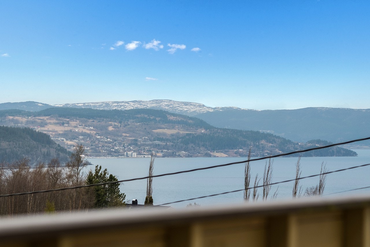 Utsikten strekker seg vidt over landskapet mot Børsa og fjorden. Galleribilde