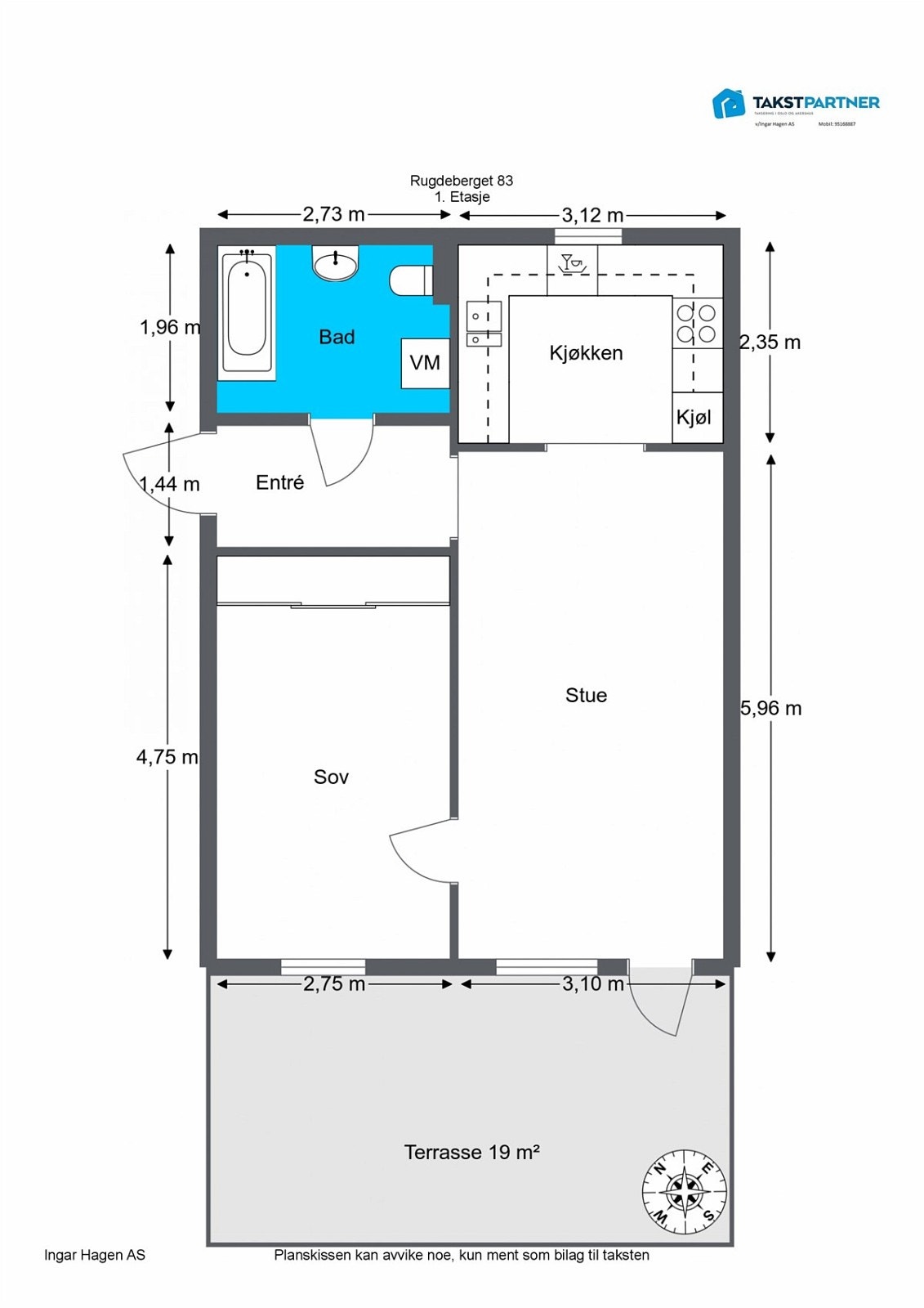 Plantegning Rugdeberget 83 - 1. Etasje Galleribilde