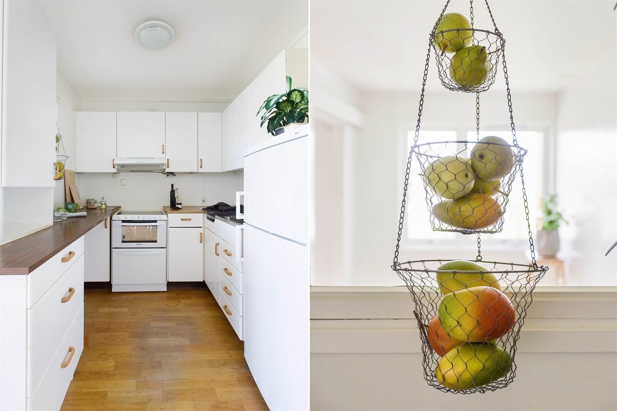 Kjøkkenet er utstyrt med skapinnredning som antas å være dels fra byggeåret og dels av noe nyere årgang. Galleribilde