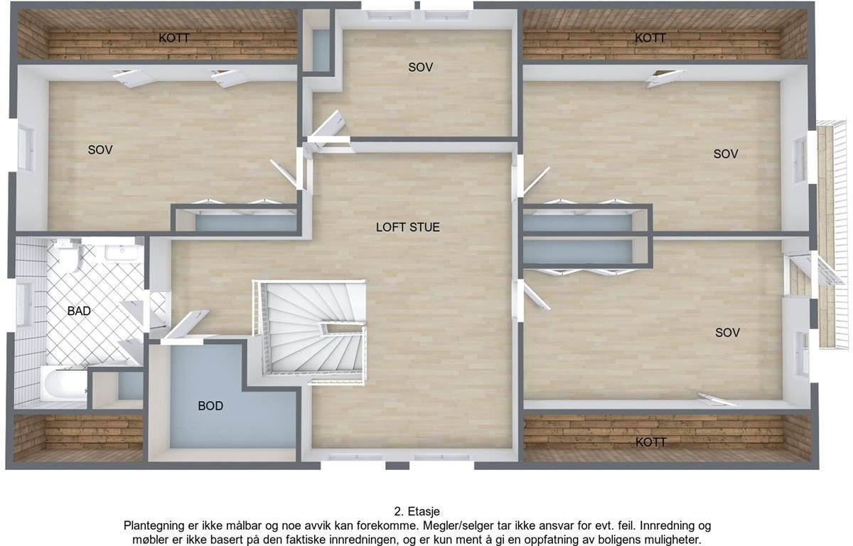 Plantegning 3D - 2. etg. Galleribilde