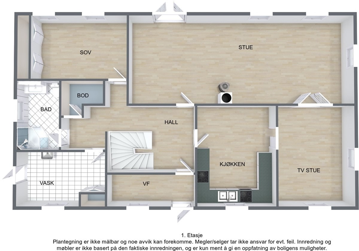 Plantegning 3D - 1. etg. Galleribilde
