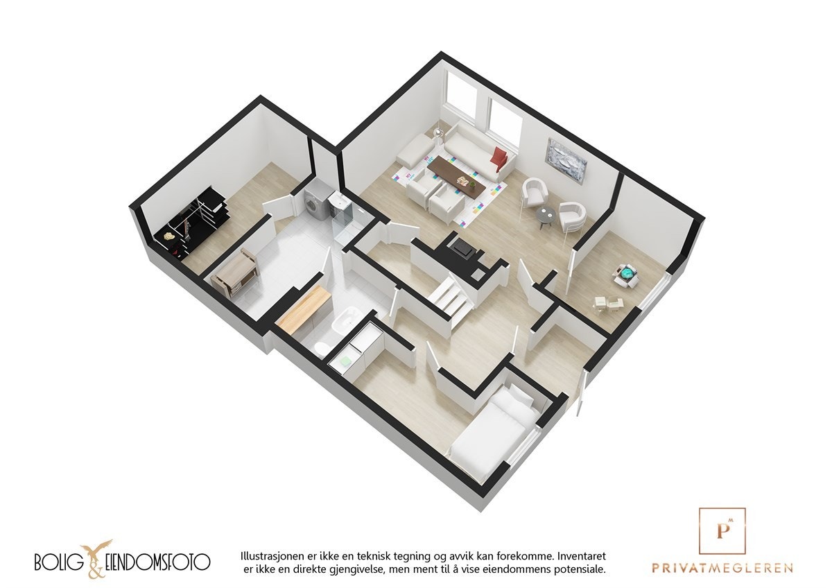 Plantegning underetasje 3D. Galleribilde