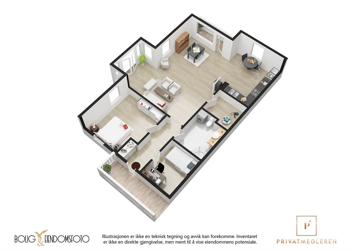 3D plantegning av 1.Etasje. Galleribilde