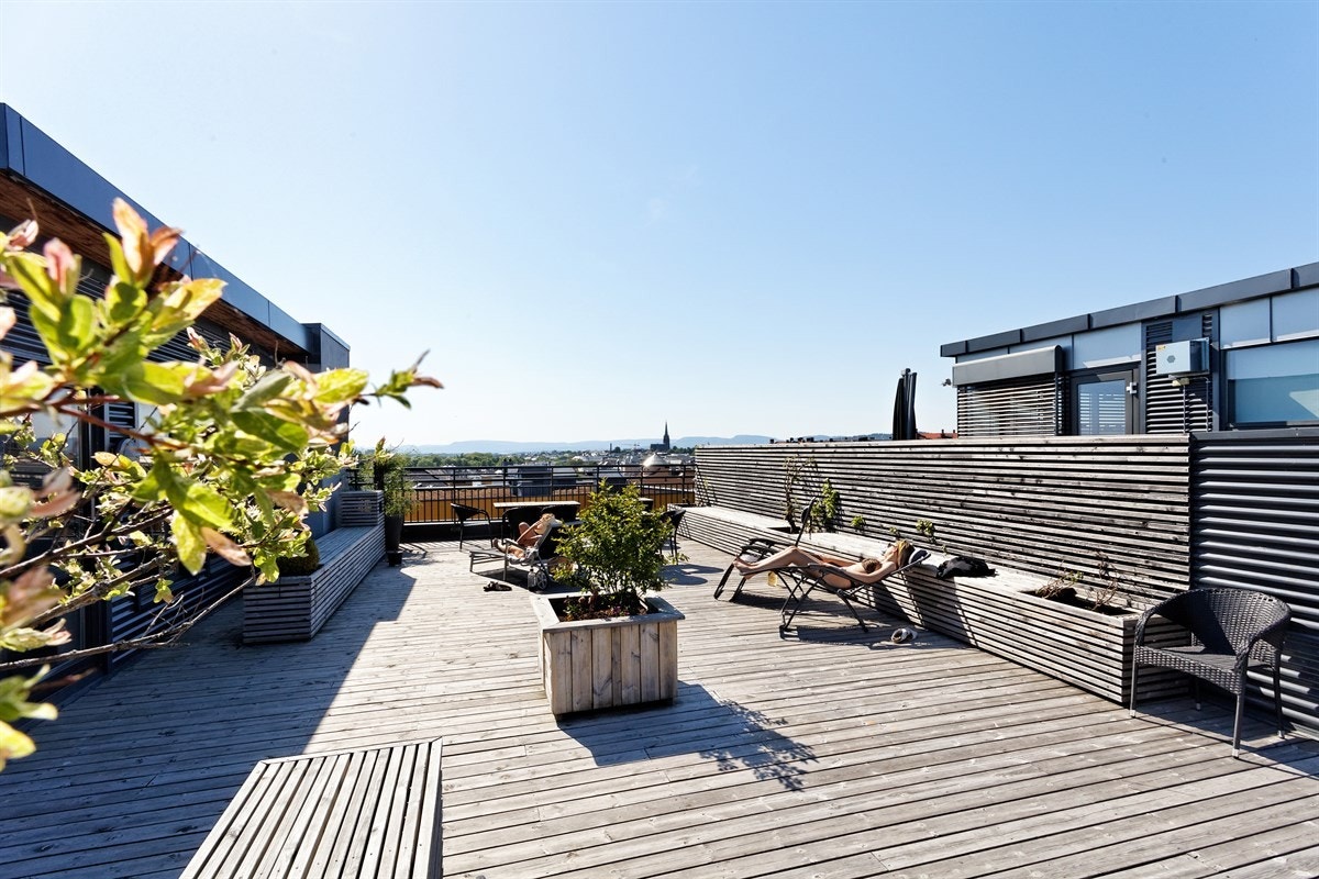 En flott takterrasse med tilgang fra heis Galleribilde