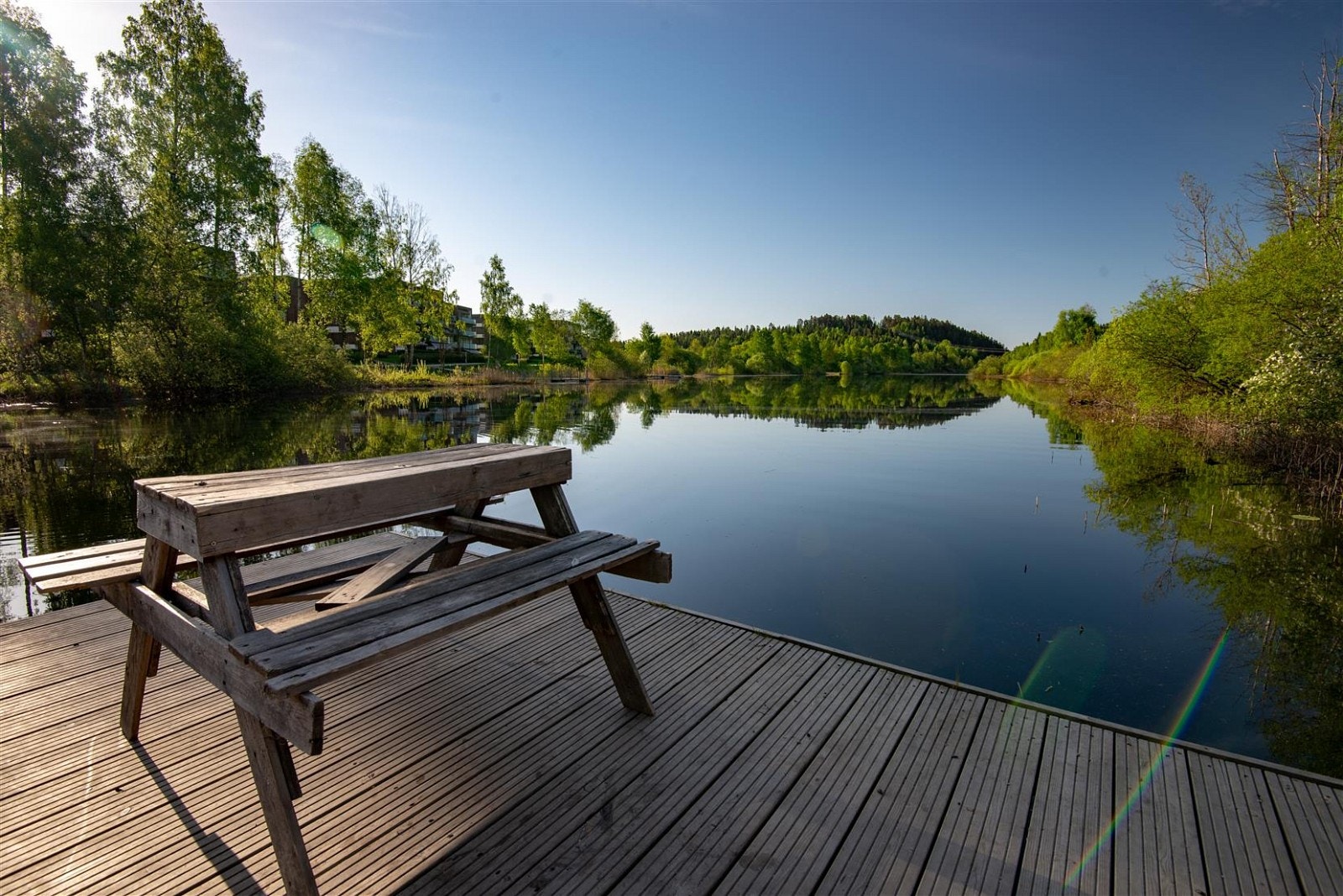 Fiskebryggen på Bondivann 5 minutter unna. På andre siden er det to badebrygger og en sandstrand. Galleribilde